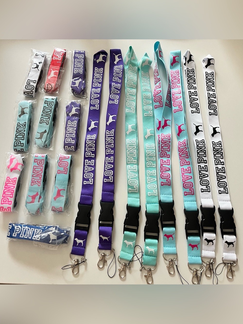 Victoria's Secret PINK Lanyard Lot 18 Bundle Keychain/ID Party Favors Resell NEW
